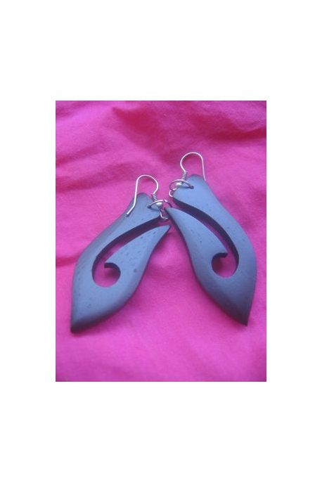 BO152 boucles d oreilles bois bec oiseau