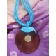 CO311 collier tranche coquillage et rond de bois certi fils de c