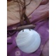 CO310 collier coquillage blanc rond et perles de bois reglable