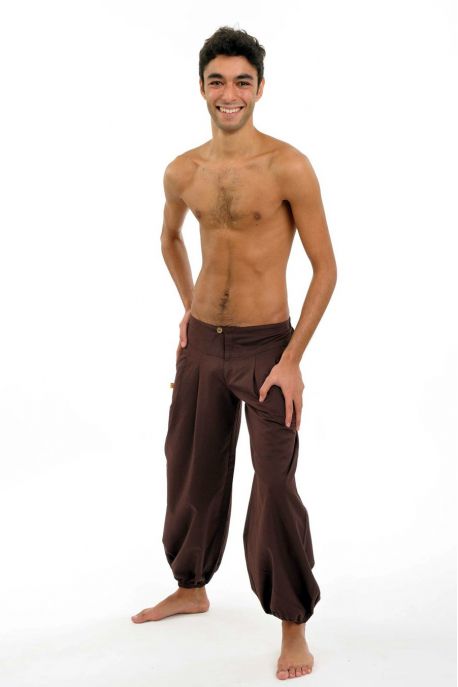 Pantalon ethnique marron-chocolat Herza