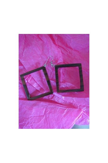 BO162 boucles d oreilles bois carre naturelle
