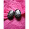 BO7023 Boucle d oreille os de buffle croix tibetaine noire
