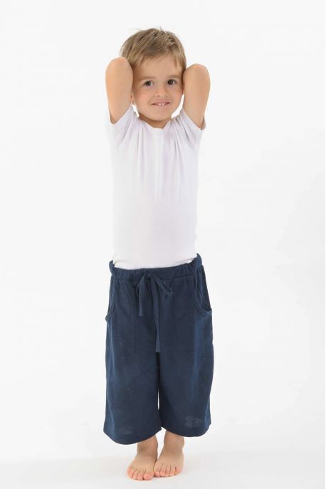 Pantalon enfant pur coton bio bleu marine