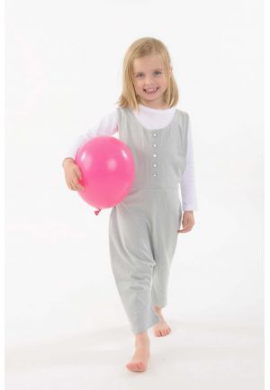 Salopette sarouel evolutive coton bio enfant Ciel gris