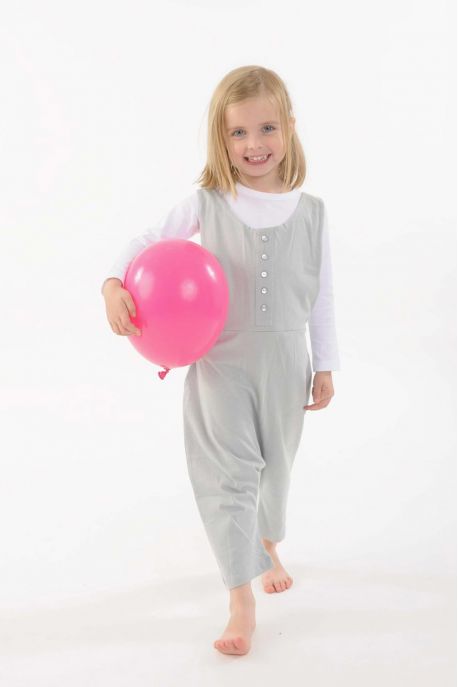 Salopette sarouel evolutive coton bio enfant Ciel gris