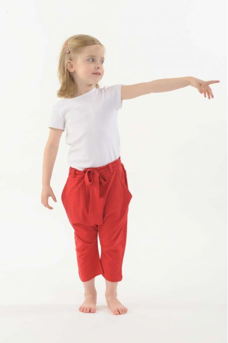 Pantalon sarouel enfant pur coton bio Rouge