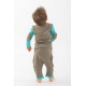 Pantalon sarouel enfant pur coton bio Kaki et turquoise