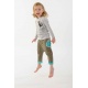 Pantalon sarouel enfant pur coton bio Kaki et turquoise