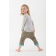 Pantalon sarouel enfant pur coton bio Kaki et turquoise