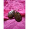 BO7022 Boucle d oreille os de buffle nepalais ohm ovale marron