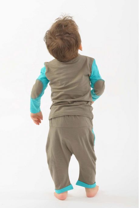 T shirt enfant coton bio patchs coude poche manches long