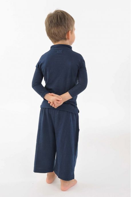 T shirt polo coton bio col mao manches longues enfant