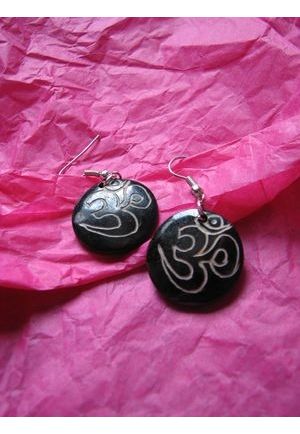 BO7024 Boucle d oreille os de buffle ohm mediation noir rond