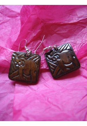 BO7031 Boucle d oreille os de buffle nepalais elephant