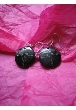 BO7033 Boucle d oreille os de buffle rond yeux de bouddha