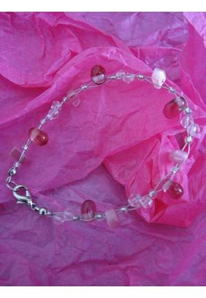 BR61 Bracelet perle de verre transparente