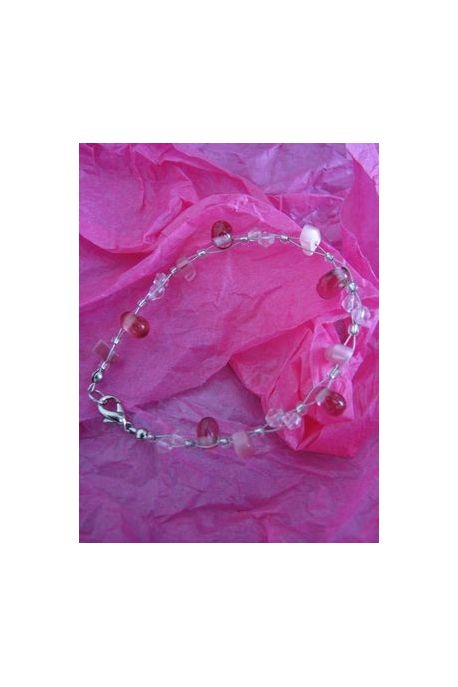 BR61 Bracelet perle de verre transparente