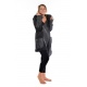 Manteau ethnique noir gris grand froid Dayang