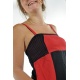 Sarouel combinaison ethnique femme Neena noire et rouge