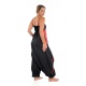 Sarouel combinaison ethnique femme Neena noire et rouge