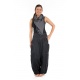 Cheche foulard coton ethnic eventail gris et noir