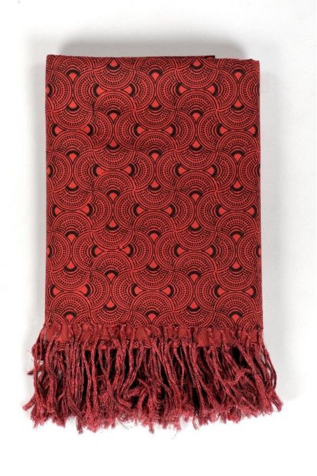 Cheche foulard coton ethnic eventail rouge et noir