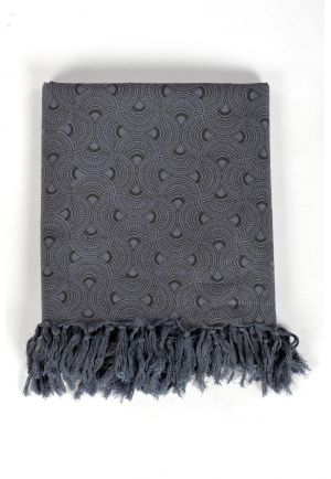 Cheche foulard coton ethnic eventail gris et noir