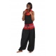 Pantalon sarouel elastique bouffant noir sari rouge Maka