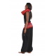 Pantalon sarouel elastique bouffant noir sari rouge Maka