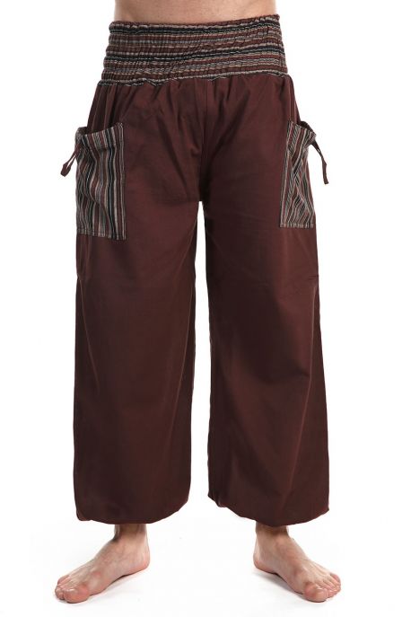 Pantalon sarouel elastique grande taille chocolat