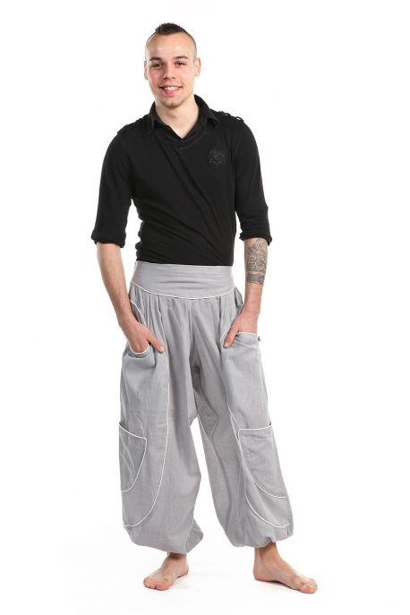 Pantalon sarouel baggy aladin homme femme gris clair