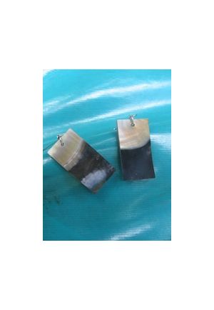 BO604 boucle d oreille nacre bi-colore rectangle