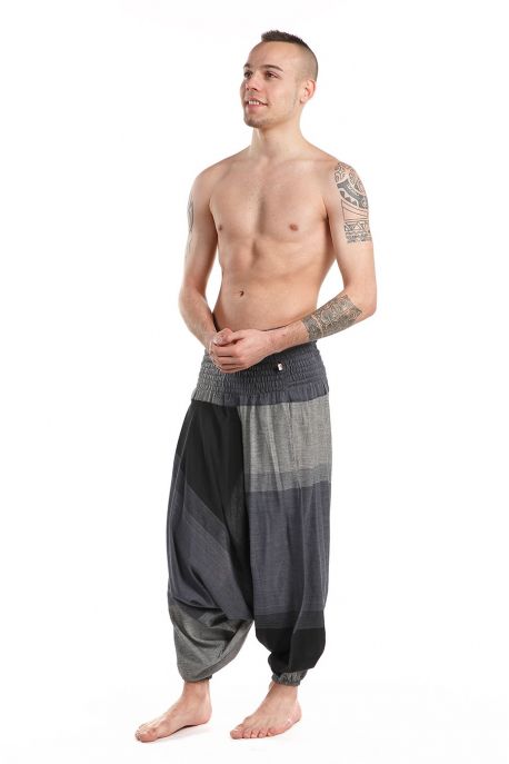 Sarouel elastique basic ethnic noir gris chine