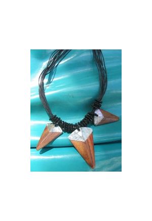 CO108 collier bois nacre rond reglable