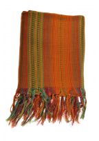 Cheche foulard ethnique multi degrade tisse orange vert