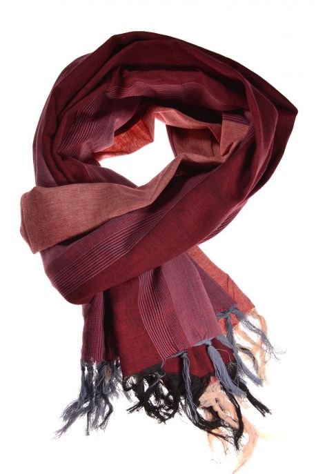 Cheche foulard coton basic ethnic bordeau rose gris