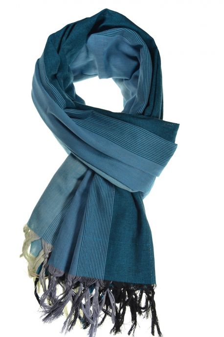 Cheche foulard coton basic ethnic degrade bleu
