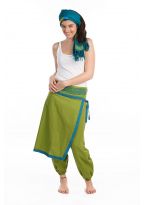 FZCH46 Cheche foulard coton multi patch ethnic print bleu vert
