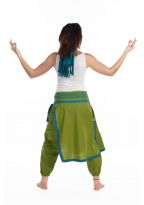 FZCH46 Cheche foulard coton multi patch ethnic print bleu vert