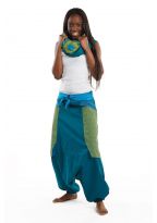 FZCH46 Cheche foulard coton multi patch ethnic print bleu vert