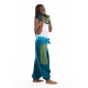 FZCH46 Cheche foulard coton multi patch ethnic print bleu vert