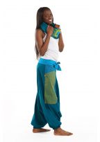 FZCH46 Cheche foulard coton multi patch ethnic print bleu vert