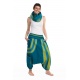FZCH46 Cheche foulard coton multi patch ethnic print bleu vert