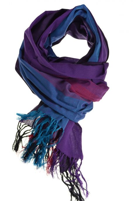 Cheche foulard coton basic ethnic violet bleu fuchsia chine