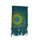 FZCH46 Cheche foulard coton multi patch ethnic print bleu vert
