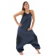 Combi sarouel femme blue jean et coton noir street chic