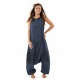 Combi sarouel femme blue jean et coton noir street chic