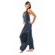 Combi sarouel femme blue jean et coton noir street chic