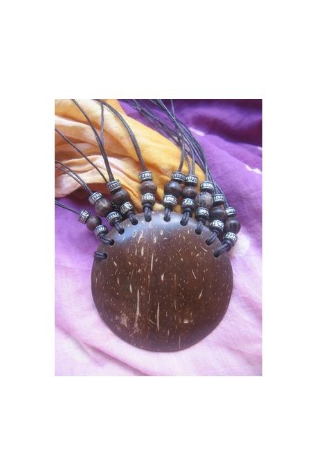 CO403 collier coco rond perle de bois et metal multistring
