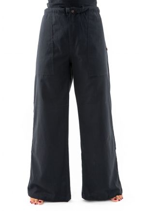 Pantalon femme homme hiver zen chic noir uni